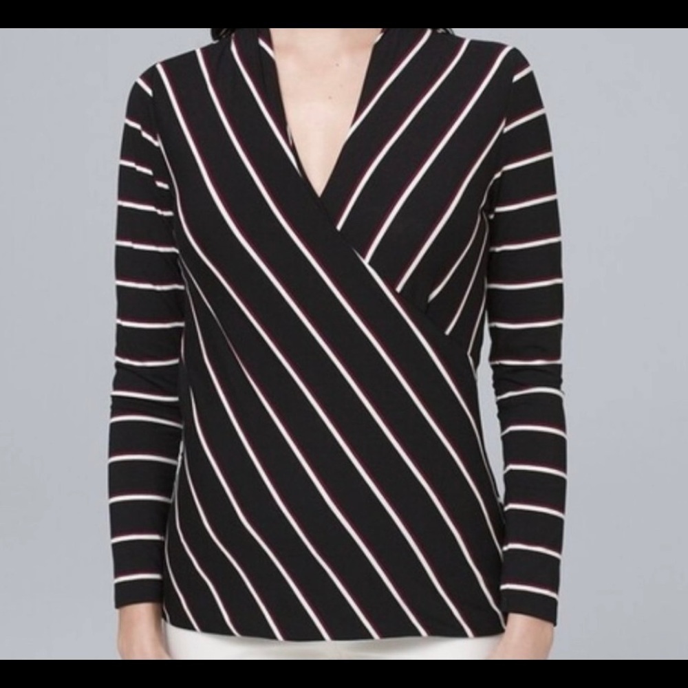 ! White House black market.Striped surplice wrap top